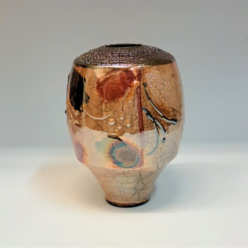 Click to view detail for #230754 Raku Glitter Pot $32